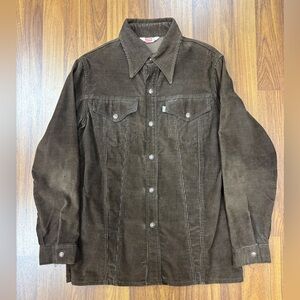 Vintage 60s/70s Levi's Shirt Jacket Brown Corduroy Trucker Button Front Western